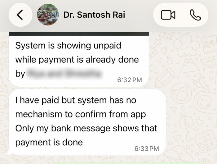 Dr. Rai reports a paid bill showing as unpaid